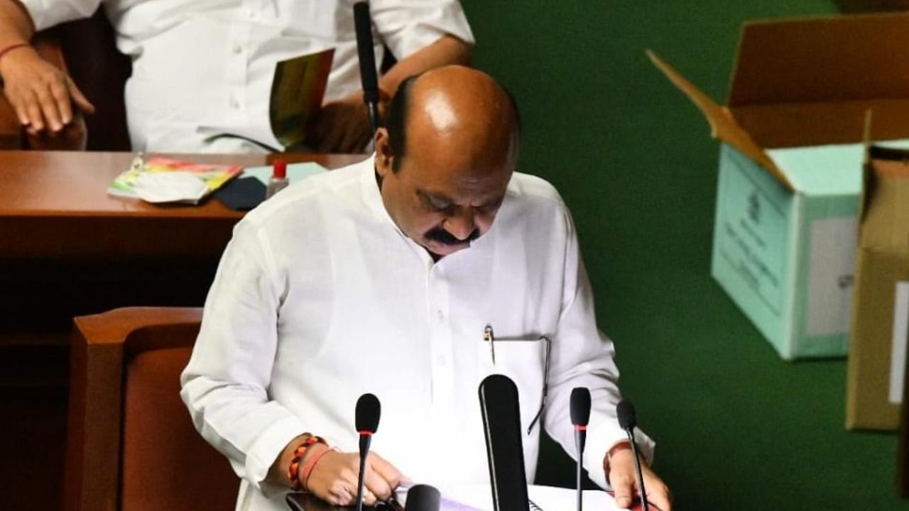 Karnataka Chief Minister Basavaraj Bommai presents his maiden budget. Credit: IANS Photo