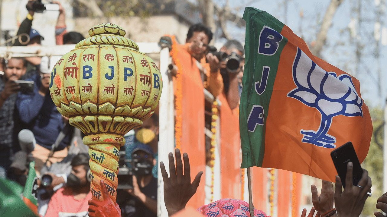 Seen during PM Modi's roadshow in Varanasi. Credit: PTI Photo