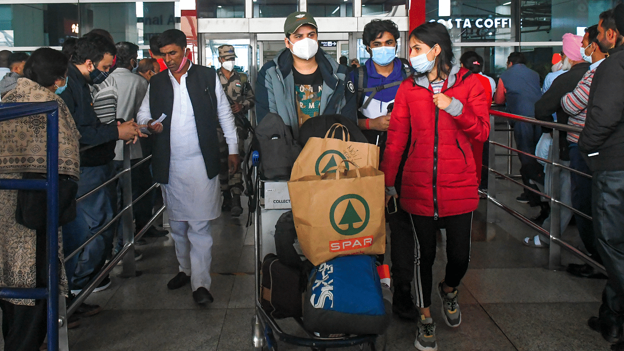 Indian students, evacuated from war-torn Ukraine. Credit: PTI Photo