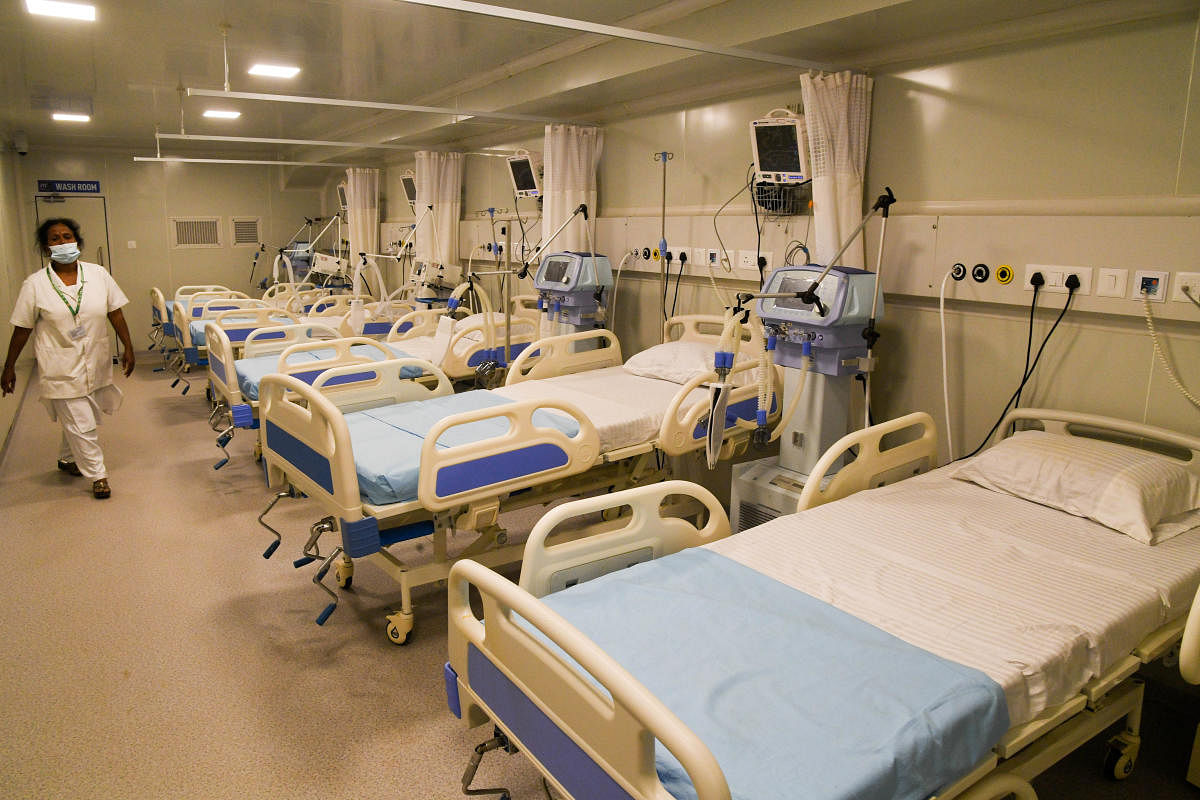 A modular ICU set up at a government hospital during Covid pandemic. Credit: DH File Photo
