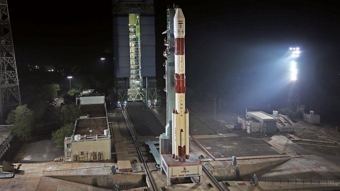 The PSLV-C52 carrying earth observation satellite EOS-04. Credit: Special arrangement