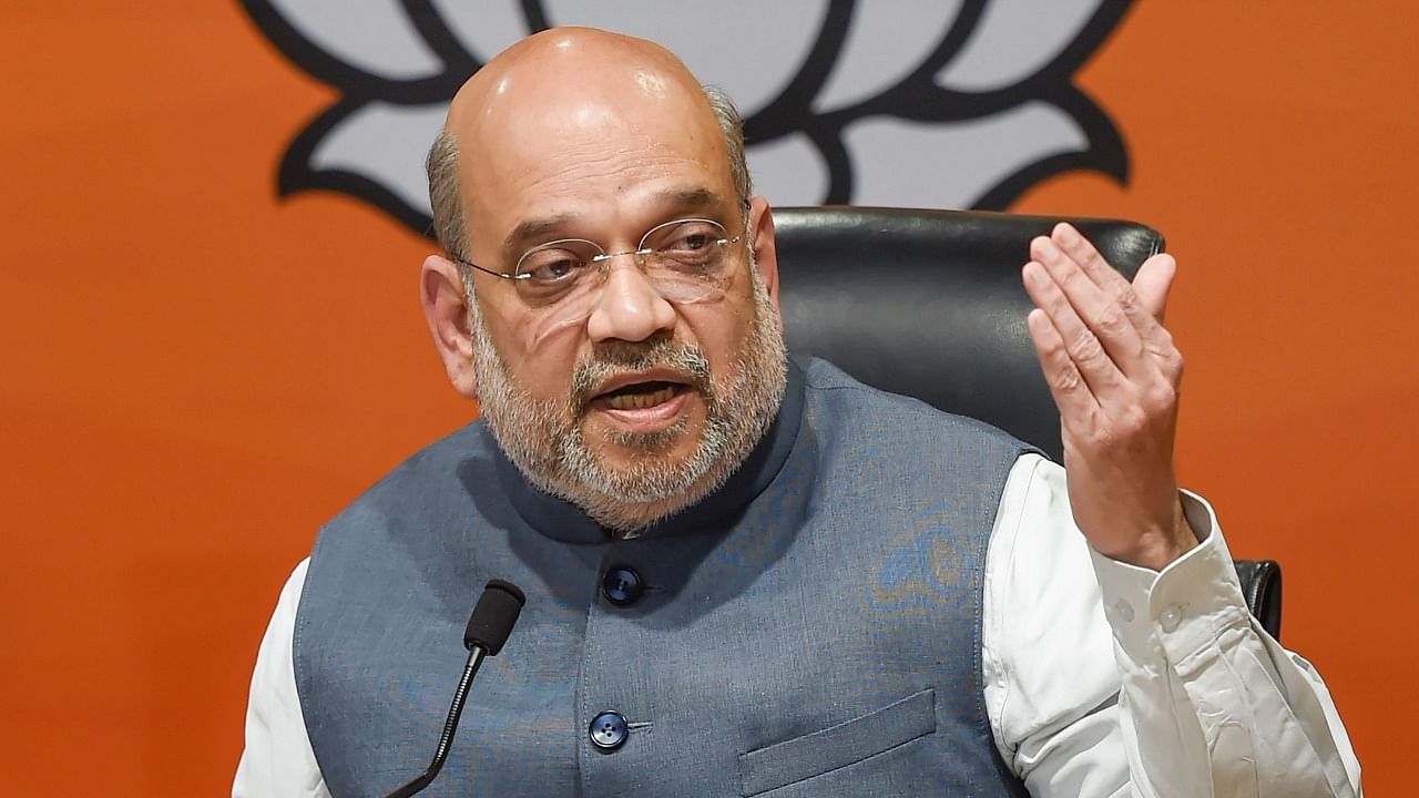 Union Home Minister Amit Shah during a joint press conference, in New Delhi. Credit: PTI Photo