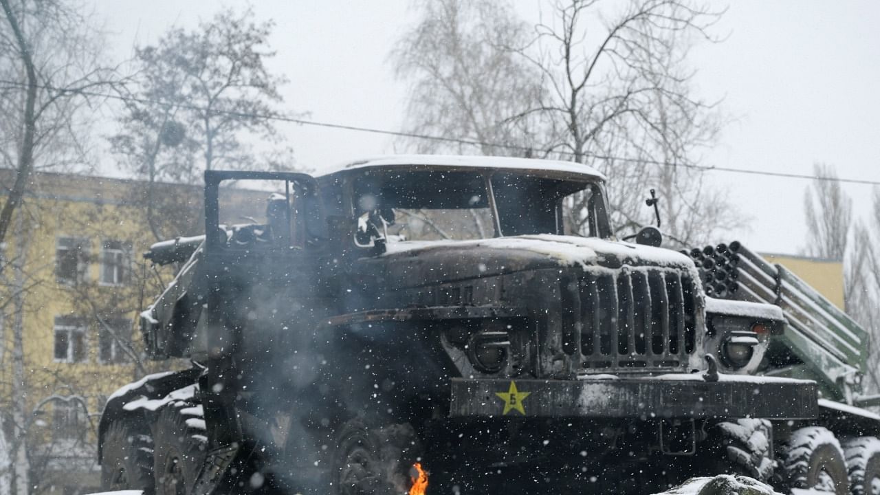 A view shows a destroyed Russian Army multiple rocket launcher in Kharkiv. Credit: Reuters Photo