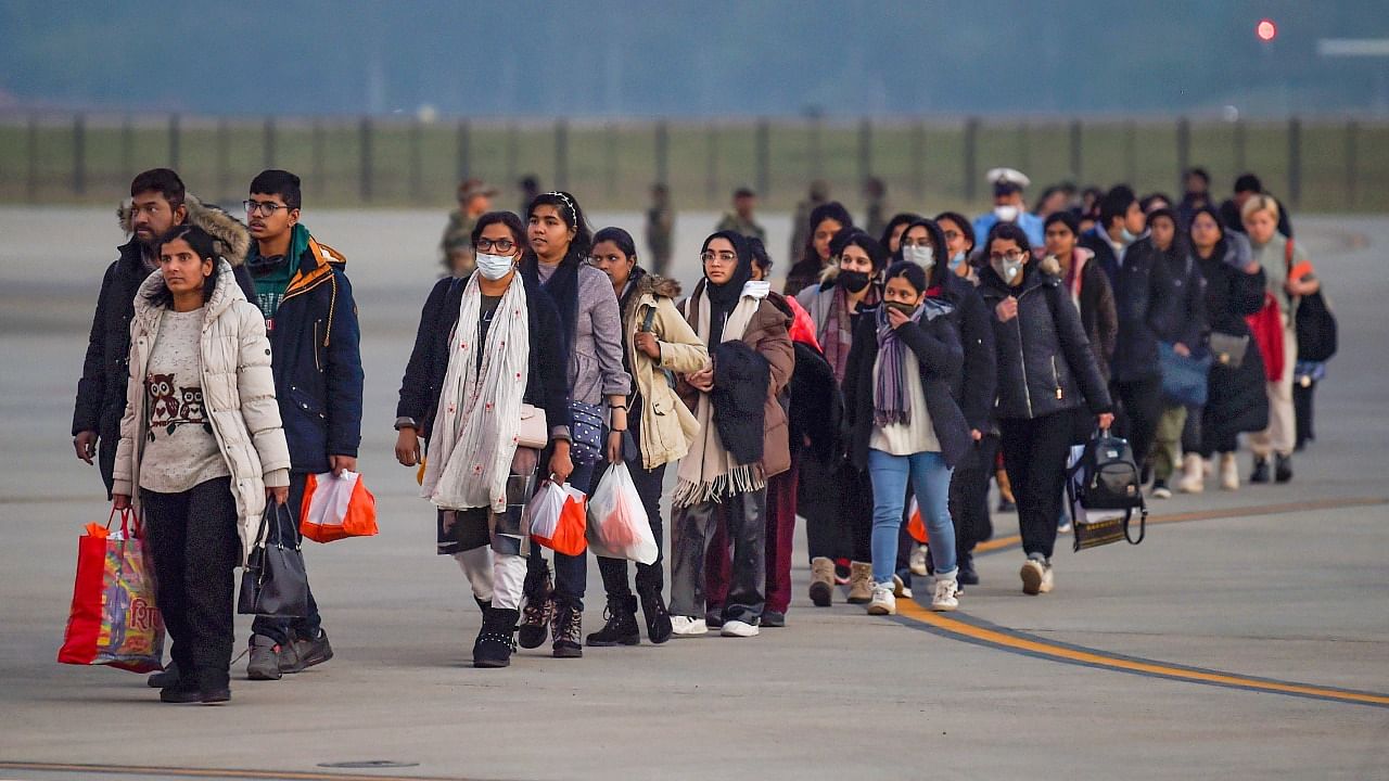 Indians evacuated from Ukraine. Credit: PTI Photo