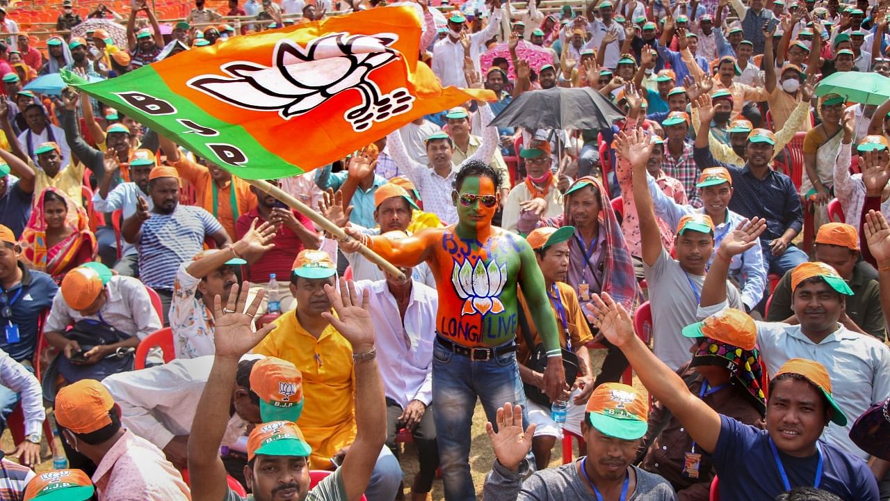 BJP supporters in Agartala. Credit: PTI Photo