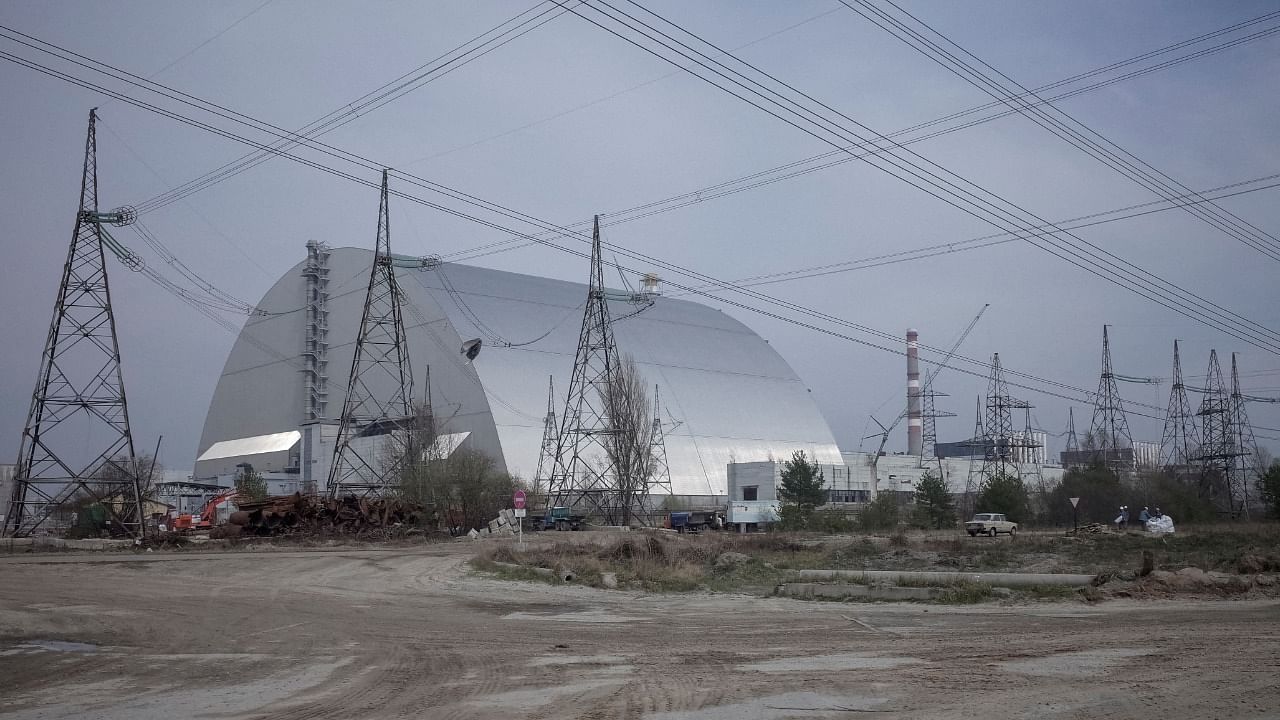  general view shows a New Safe Confinement (NSC) structure over the old sarcophagus covering the damaged fourth reactor at the Chernobyl nuclear power plant, in Chernobyl. Credit: Reuters File photo