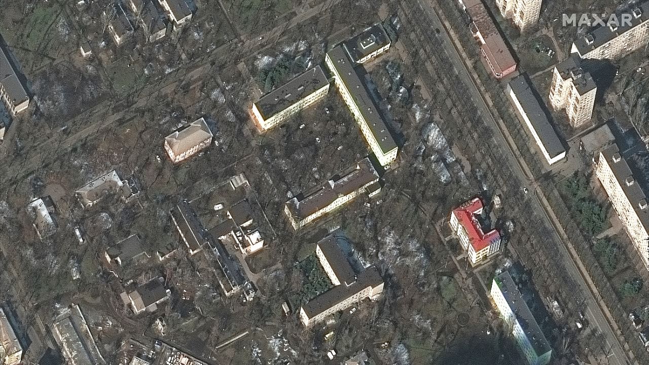 A satellite image shows children’s hospital and medical buildings before reported bombing, amid Russia's ongoing invasion of Ukraine, in Mariupol, Ukraine. VCredit: Maxar Technologies/Handout via REUTERS