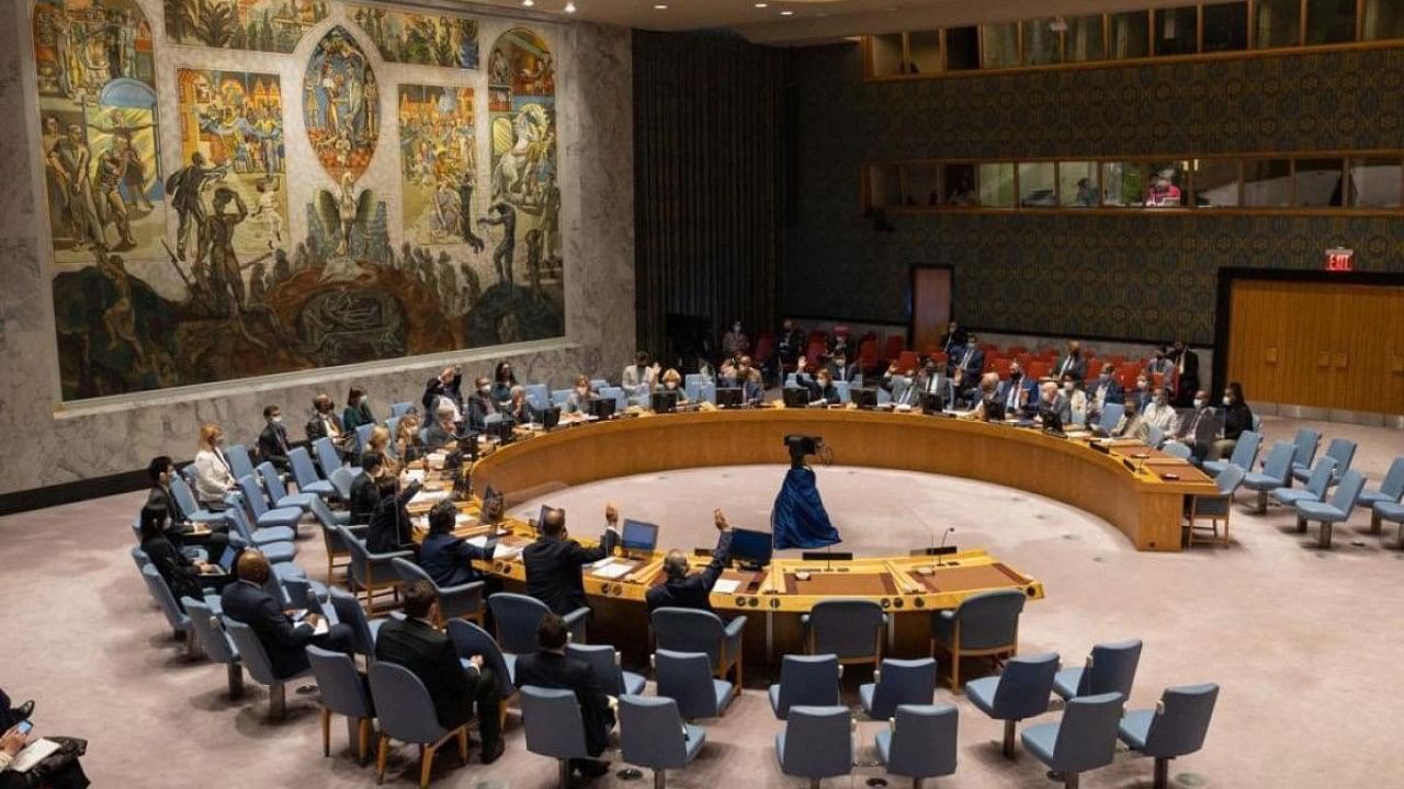 A file photo of an United Nations Security Council meeting. Credit: PTI Photo