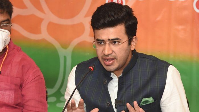 Bangalore South BJP MP Tejasvi Surya. Credit: DH Photo