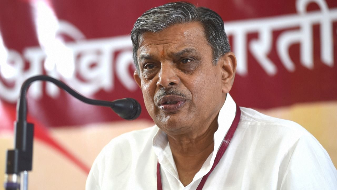 Rashtriya Swayamsevak Sangh general secretary Dattatreya Hosabale. Credit: PTI Photo