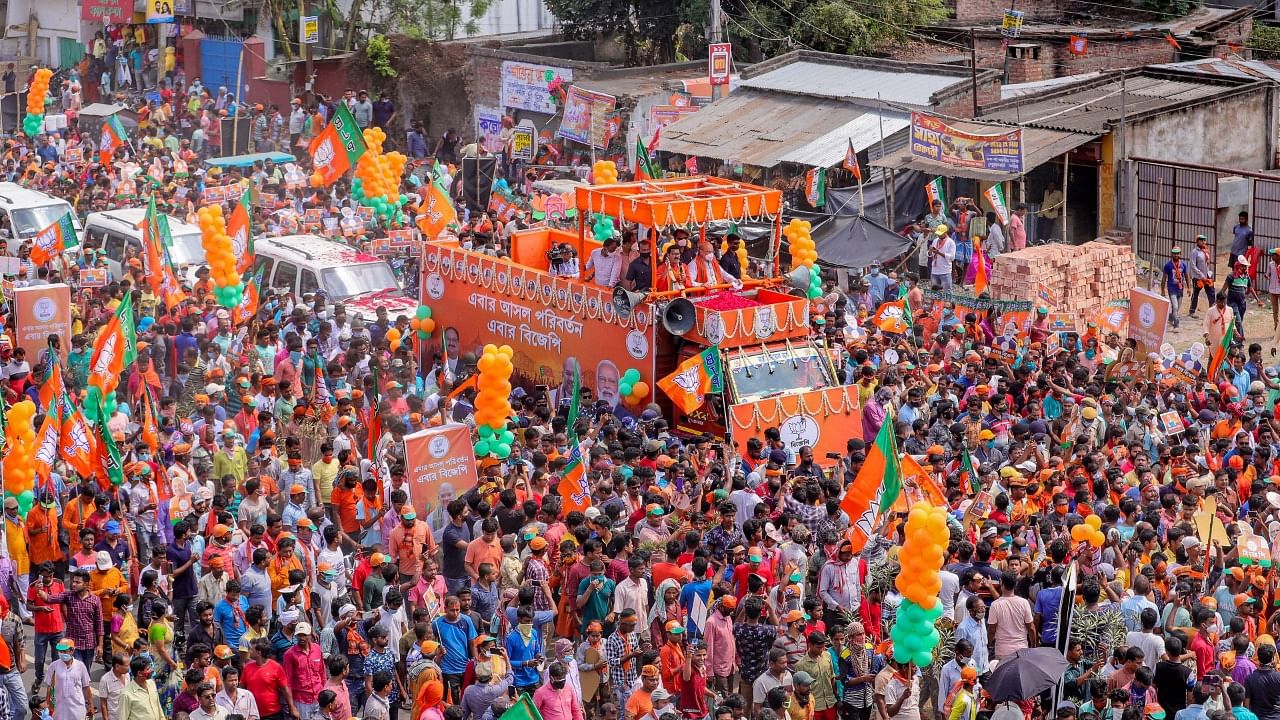 File photo of Amit Shah during a roadshow for WB polls. Credit: PTI Photo