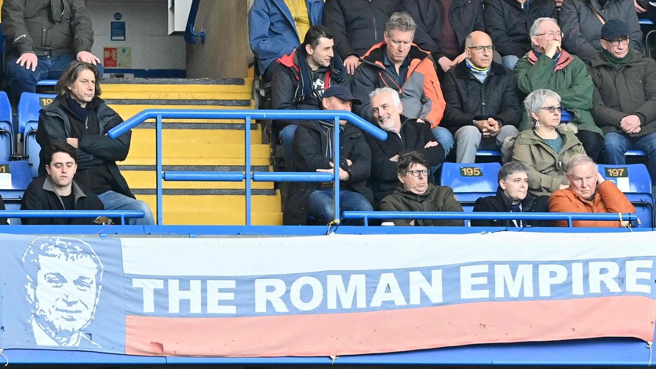 A banner in support of Russian oligarch Roman Abramovich. Credit: AFP Photo