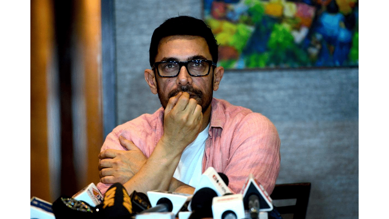 Aamir Khan during a media interaction on Monday. Credit: AFP Photo/Sujit Jaiswal