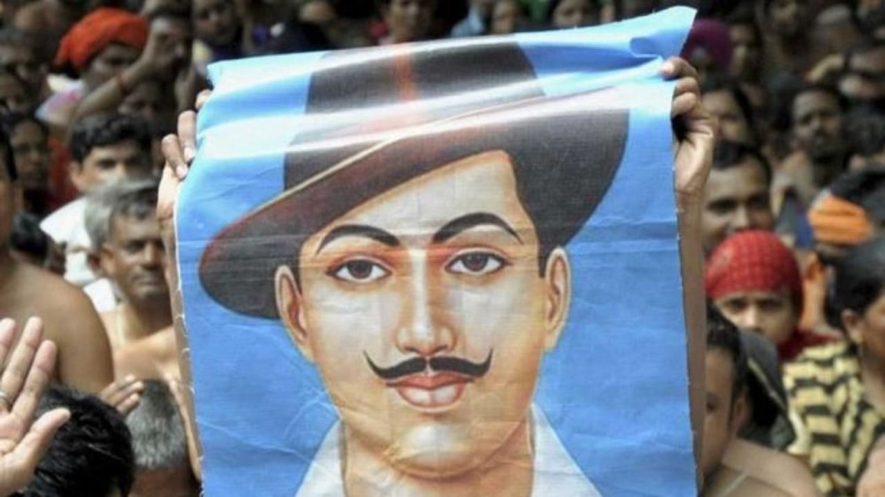Bhagat Singh's poster. Credit: PTI Photo