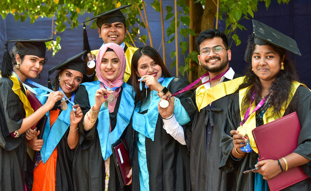 Seven students were awarded PhD, 453 students master’s and 1,187 students bachelor’s degrees. Credit: DH Photo/Prashanth H G