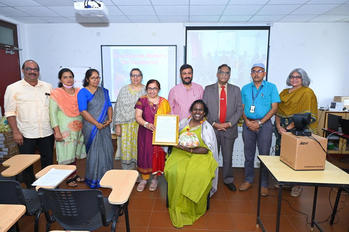 Transgender rights activist and motivational speaker Akkai Padmashali was felicitated at a programme organised by the Centre for Ethics of Yenepoya Deemed to be University.
