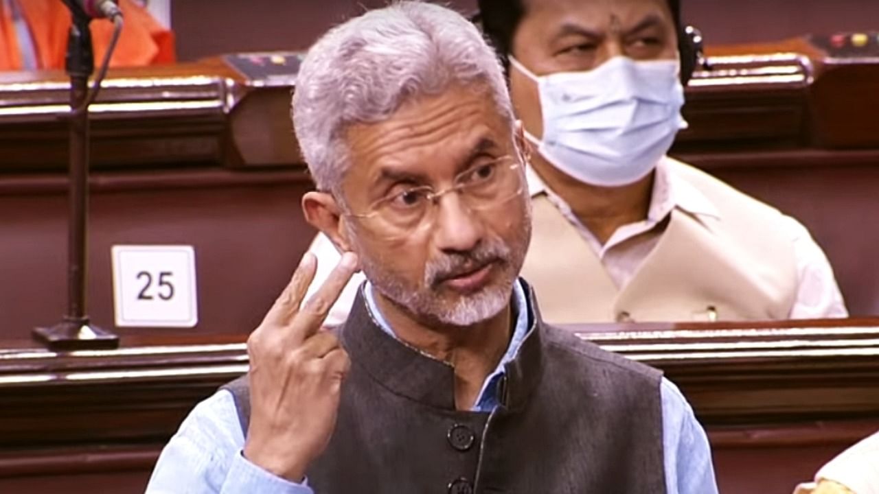 External Affairs Minister S. Jaishankar speaks in Rajya Sabha during the second part of Budget Session of Parliament House, in New Delhi on Tuesday, March 15, 2022. Credit: Rajya Sabha/IANS