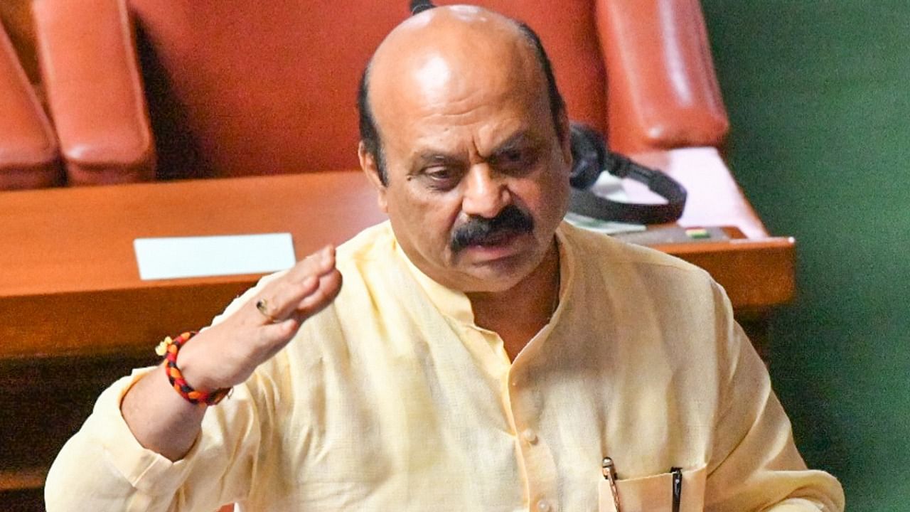 CM Basavaraj Bommai in the state assembly. Credit: CM Office Photo