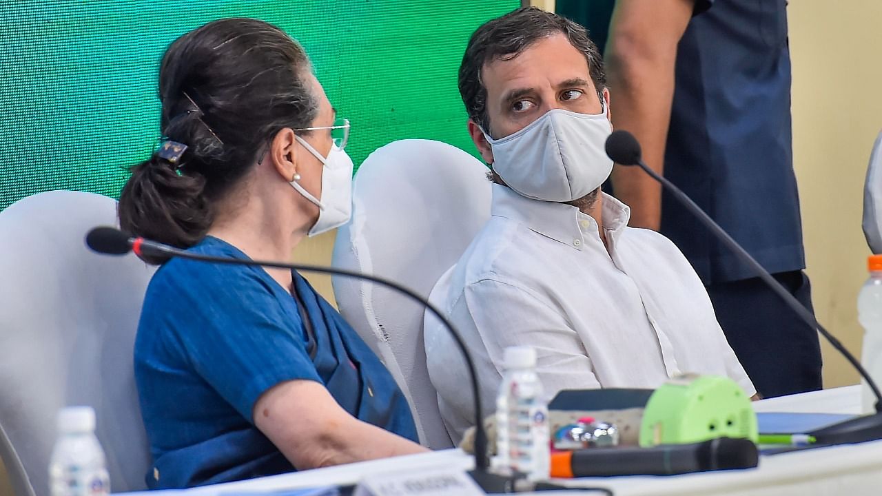 Rahul Gandhi and Sonia Gandhi during a CWC meeting. Credit: PTI Photo