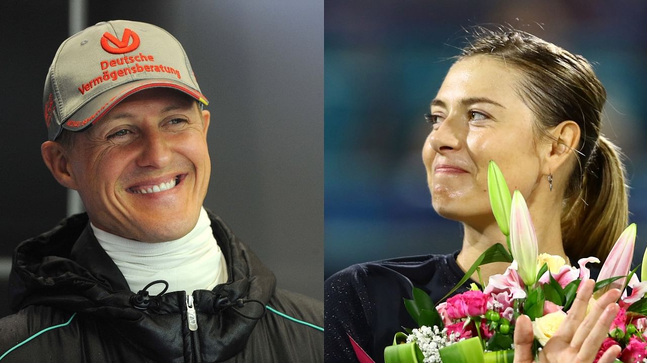 Seven-time F1 champion Michael Schumacher (L) and Russian tennis star Maria Sharapova. Credit: AFP, Reuters File Photos