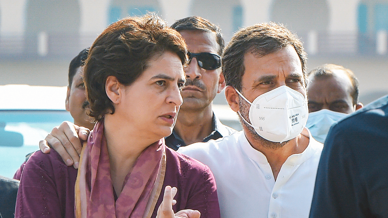 AICC General Secretary Priyanka Gandhi Vadra and Congress leader Rahul Gandhi. Credit: PTI Photo