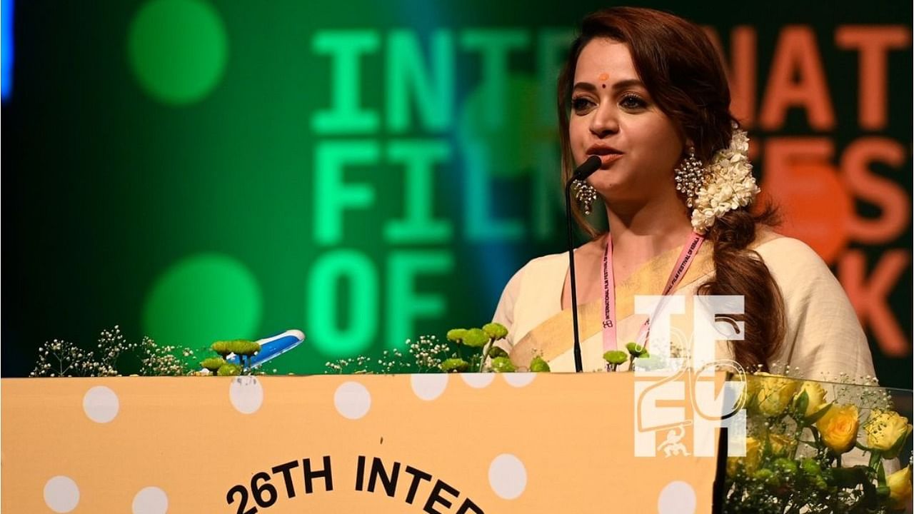 Actress Bhavana during the inauguration of the 26th edition of International Film Festival of Kerala. Credit: Instagram/@iffklive