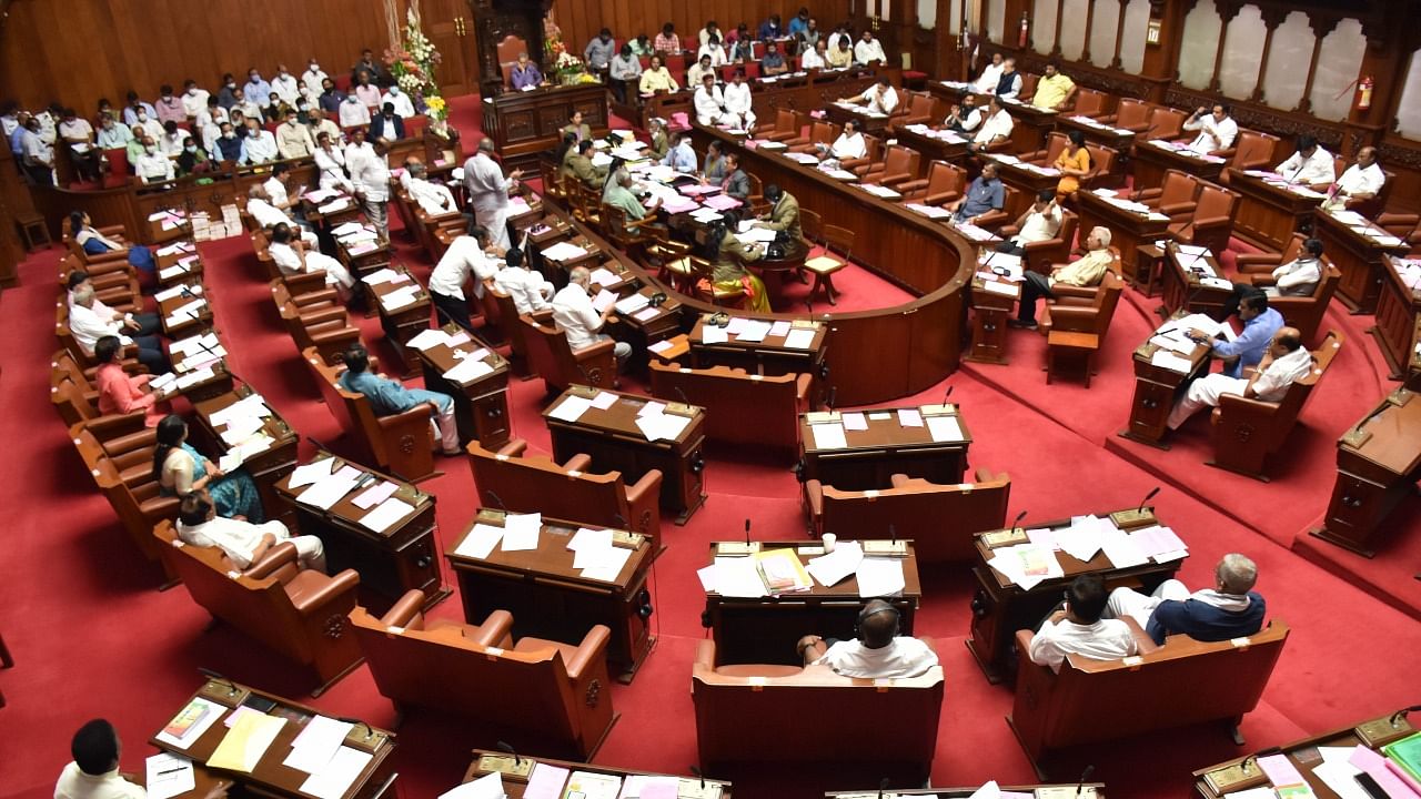A view of proceedings in the Karnataka Legislative Council. Credit: DH Photo/B K Janardhan
