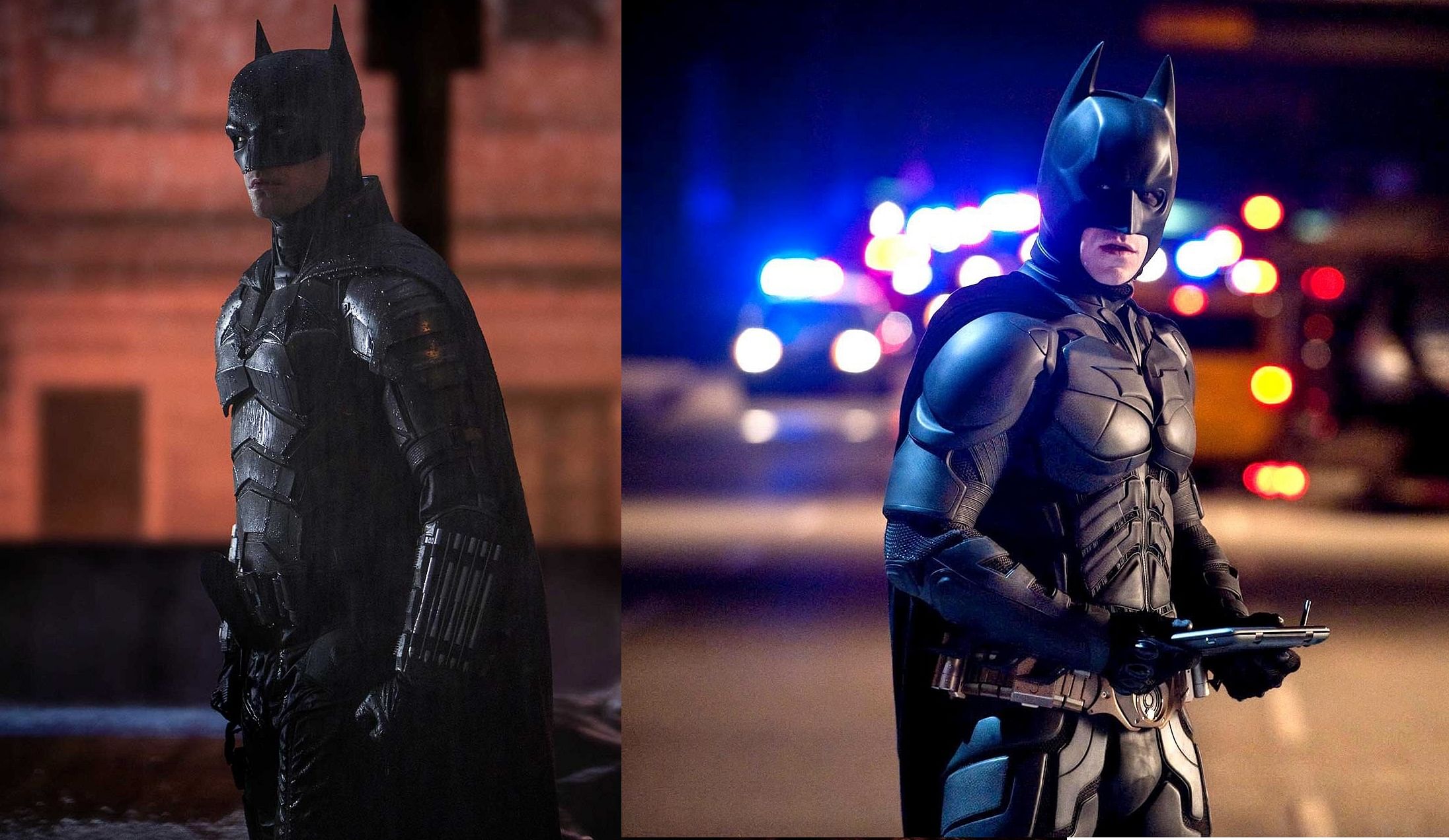 Christopher Nolan’s Batman, essayed by Christian Bale (right), has a sophisticated approach while Batman in Matt Reeves’ version, played by Robert Pattinson, uses brute force.  