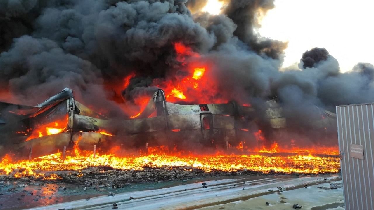 A warehouse in Ukraine's Sumy is laid to waste. However, accidental shelling beyond Ukraine's border, in Poland, which is a NATO member, may trigger a full-scale offensive against Russia. Credit: Reuters