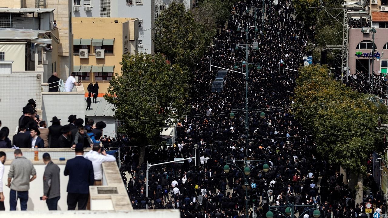 Israeli media estimated that over 350,000 people attended the funeral procession. Credit: Reuters Photo