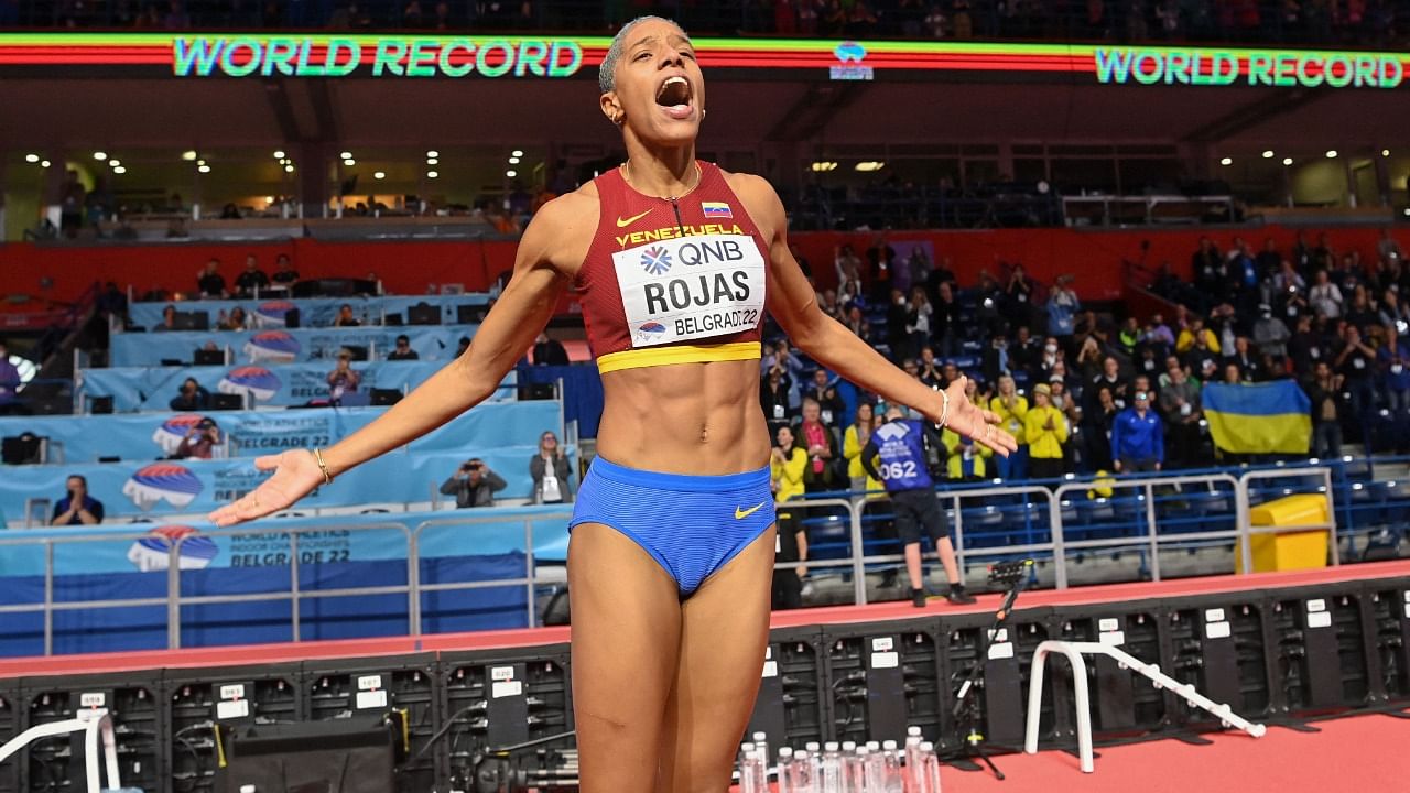 Rojas also holds the outdoor world record, 15.67m, which she set when winning gold in Tokyo last summer. Credit: AFP Photo