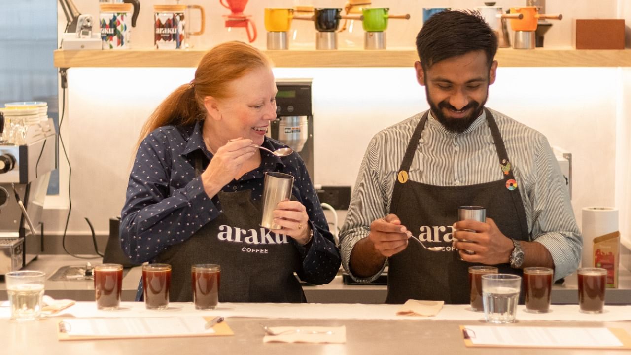Sherri Johns, coffee mentor at ARAKU, training baristas. Credit: ARAKU World Specialty Coffee Academy (AWSCA)