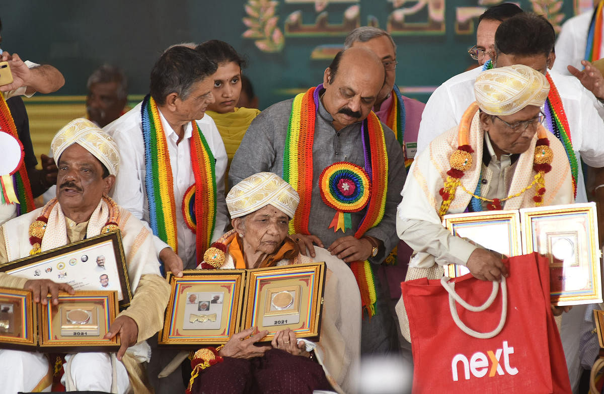 Chief Minister Basavaraj Bommai at 'Sahakara Ratna' award ceremony in Bengaluru on Sunday. Credit: DH Photo/Pushkar V