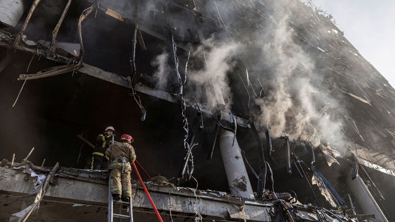 The shopping centre in Kyiv was bombed, killing eight people. Credit: Reuters Photo