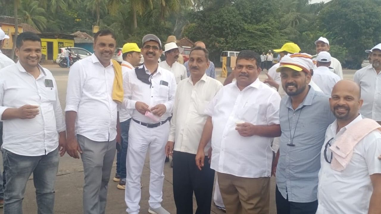 Members of various organsations have commenced protest rally against Surathkal toll  plaza from Hejamady. Credit: DH Photo