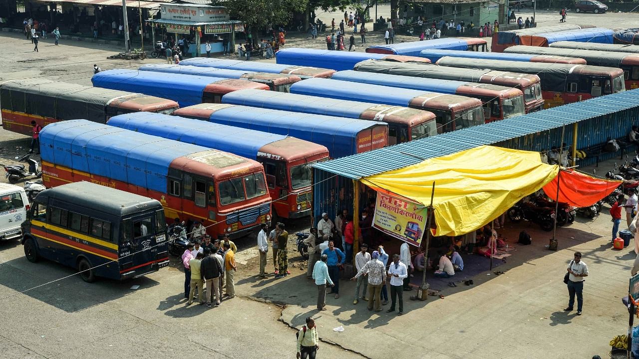 A view of the Maharashtra State Road Transport Corporation (MSRTC) depot. Credit: PTI Photo