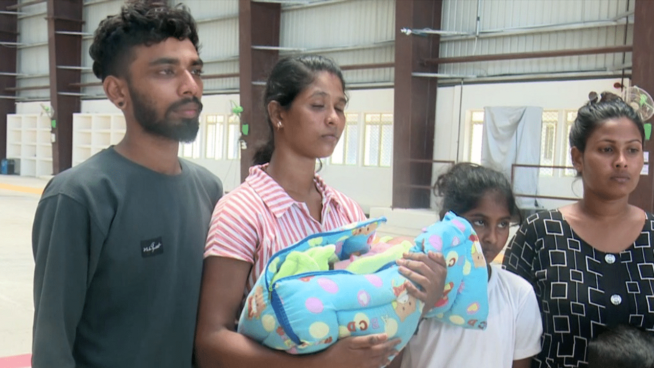 The woman is among 16 Sri Lankan nationals, including a toddler and children, reached Rameswaram after an arduous journey. Credit: DH Special arrangement