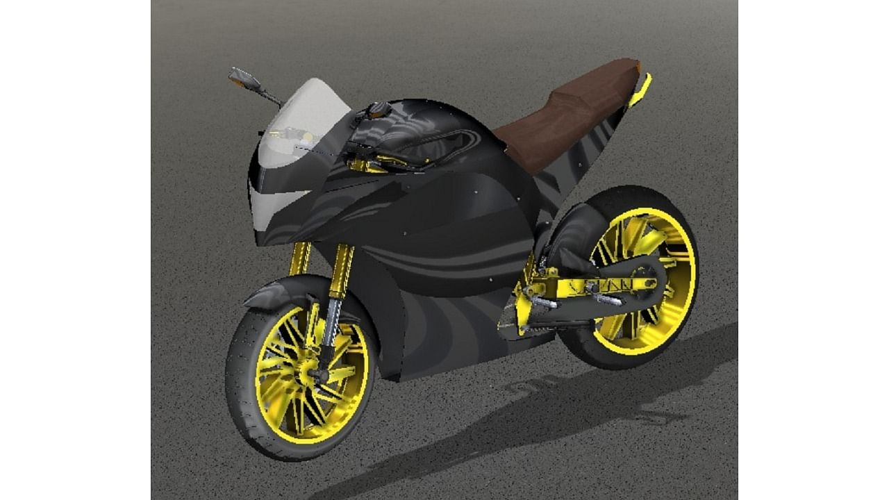 The electric bike designed by MotoManipal team of Manipal Academy of Higher Education. Credit: Special Arrangement