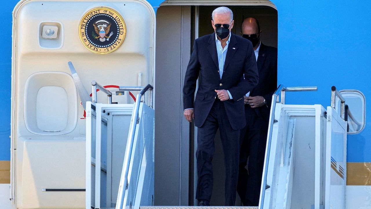 US President Joe Biden lands in Poland. Credit: Reuters Photo
