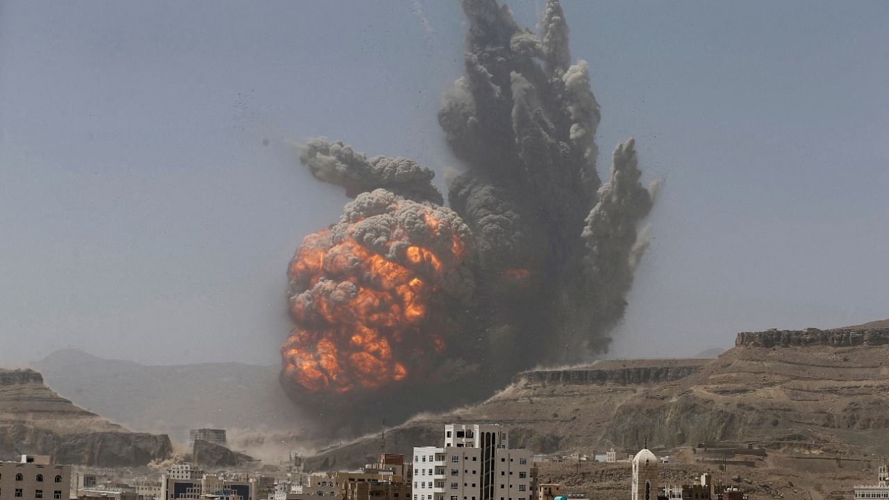 File photo of an air strike in Sana'a in Yemen. Credit: Reuters Photo