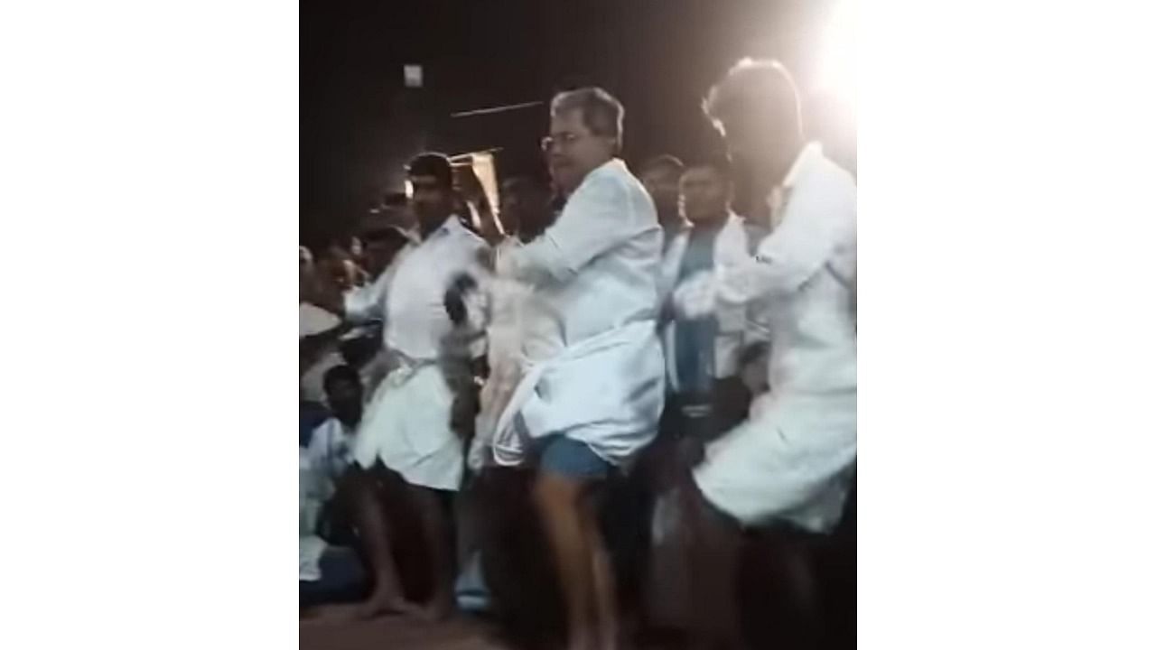 Leader of Opposition in Legislative Assembly Siddaramaiah dances.