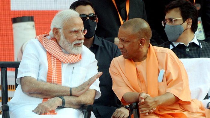 Prime Minister Narendra Modi and Yogi Adityanath. Credit: PTI Photo