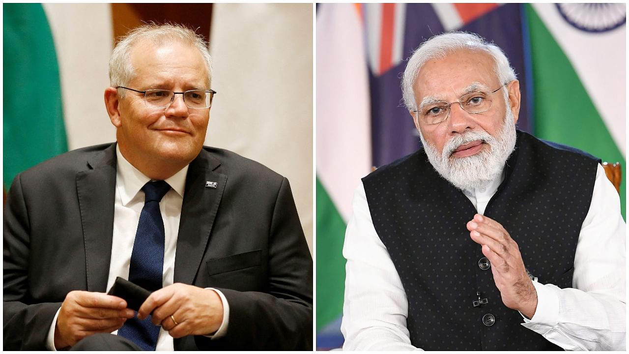 Prime Minister Narendra Modi and his Australian counterpart Scott Morrison. Credit: Reuters/PTI Photo