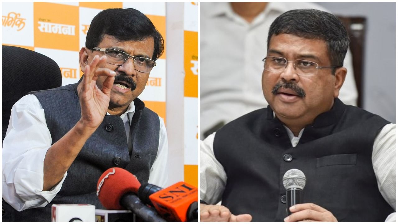 Sanjay Raut and Dharmendra Pradhan. Credit: PTI Photos