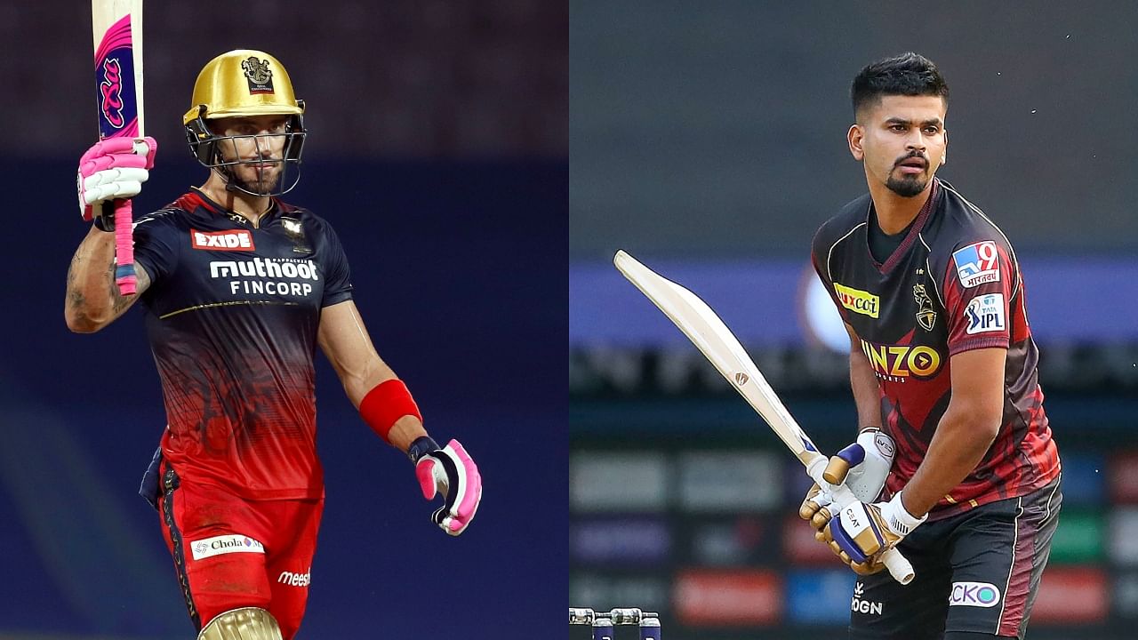 RCB skipper Faf Du Plessis (L) and KKR counterpart Shreyas Iyer will square off in match 6 of IPL 2022. Credit: PTI Photos