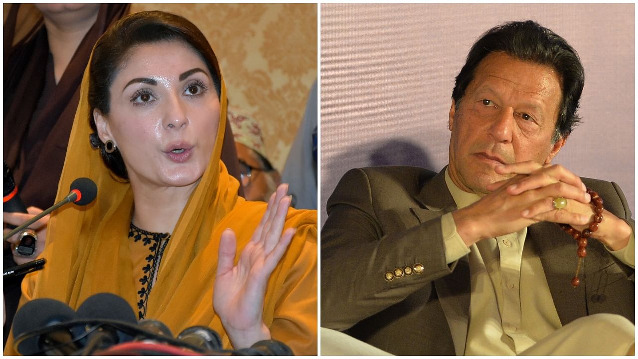 Vice President of Pakistan Muslim League-Nawaz Maryam Nawaz and Imran Khan. Credit: AP/AFP Photo