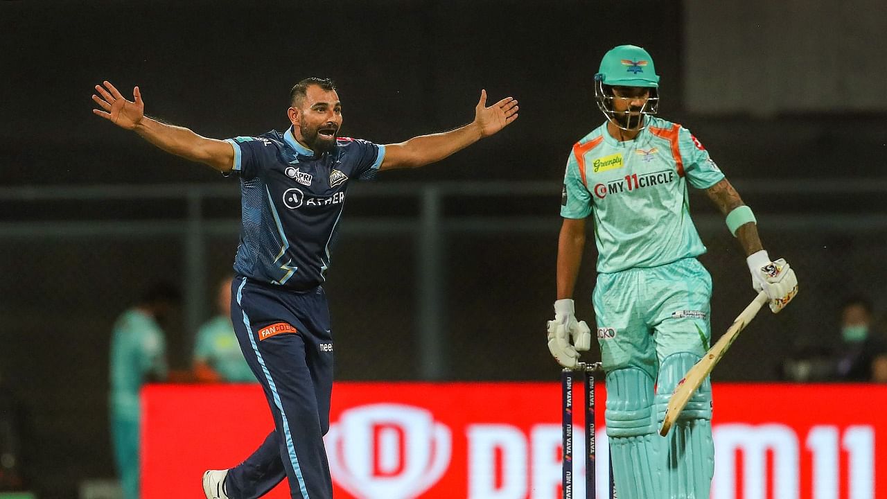 Shami set up the win for Gujarat after he returned figures of 3-25 to restrict Lucknow. Credit: PTI Photo