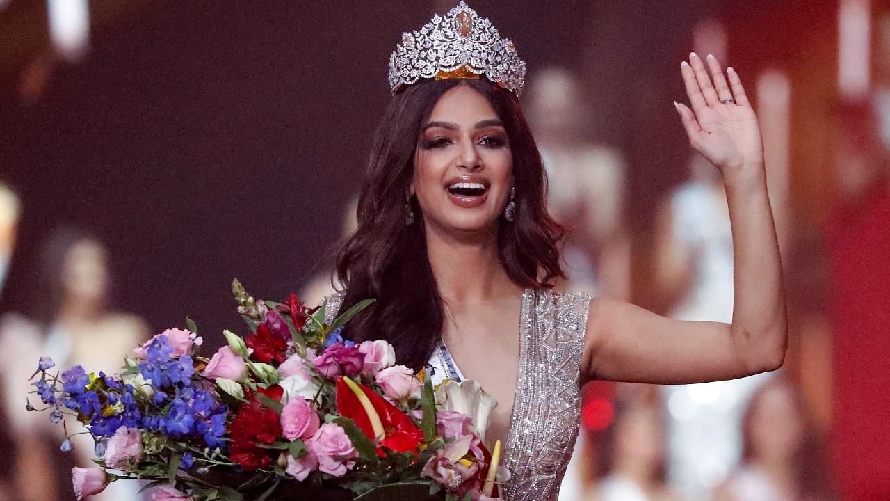 Miss Universe 2021 Harnaaz Sandhu. Credit: AP Photo