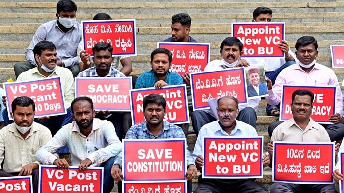 Faculty members protest over the past week. Credit: DH Photo