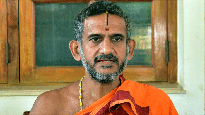 Pejawar Mutt pontiff and trustee of Sri Ram Shri Ram Janmabhoomi Teerth Kshetra Trust Sri Vishwaprasanna Theertha. Credit: DH Photo